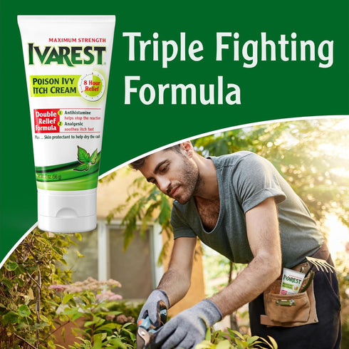 Ivarest Anti-Itch Cream, Poison Ivy Treatment, Poison Ivy Relief Product, Poison Oak Relief, Poison Sumac Relief, Maximum Strength, Medicated, 2 O...