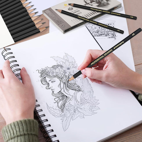 Sketch Pencils Set for Drawing, 14 Pack Graphite, for Art, Pencil kit for Sketching, Shading, Artist Pencils for Beginners Pro Artists...