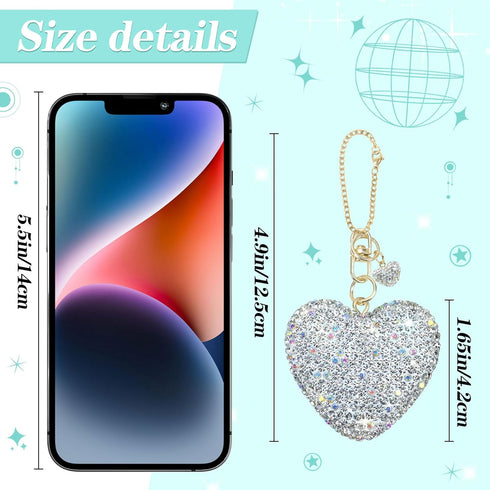 Compatible with Stanley Cup Accessories,Silver Glitter Heart Charm for Stanley Cup with Handle,Bling Cute Keychain for Water Bottles Stanley 40&30...