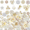66 Pieces Craft Pearl Crystal Rhinestone Buttons Flower Faux Pearl Bouquet Embellishments for Crafting Flat Back Decorative Button DIY Jewelry Mak...