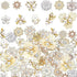 66 Pieces Craft Pearl Crystal Rhinestone Buttons Flower Faux Pearl Bouquet Embellishments for Crafting Flat Back Decorative Button DIY Jewelry Mak...