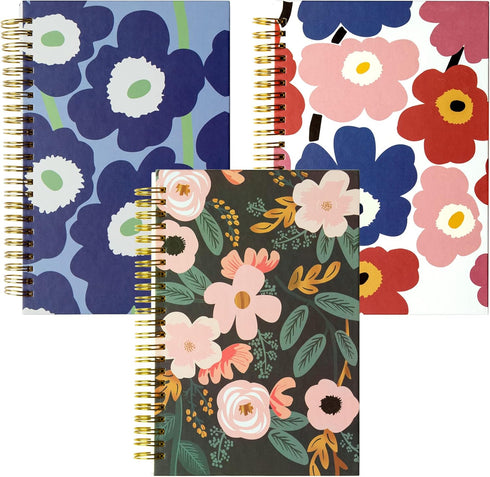Line Spiral Notebook, A5 Flower Journals Bulk, 100GSM Lined Thick Paper Travel Journal Set, Hard Cover,College Ruled, Wirebound Diary Planner, 75 ...