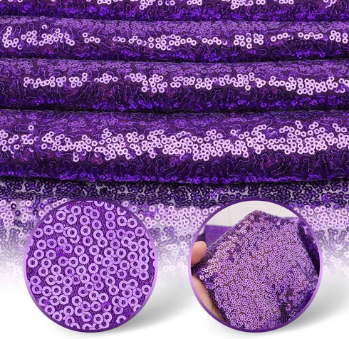 Purple Table Runners 12''x108'', 2 Packs Glitter Fabric Sequin Table Runner for Baby Shower Graduation Celebration Birthday Summer Wedding Mardi G...