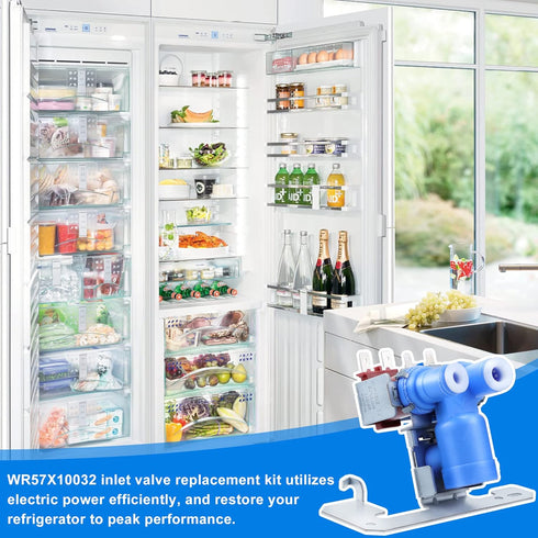 WR57X10032 Refrigerator Water Inlet Valve Dual solenoid by Romalon Fit for G.E Hot-point Refrigerator Replace WR57X10051 AP3672839 PS901314 AH304374 AP3192626