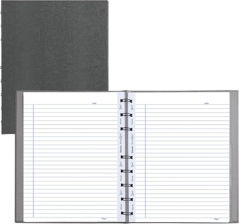 Blueline MiracleBind™ Notebook, Refillable, Lizard-Like Hard Cover, 9.25" x 7.25", 150 Ruled Pages, Cool Grey (AF9150.97)...