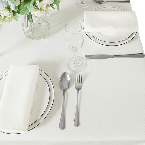 Cupuamon Square Tablecloth 52x52 inch Washable Polyester Fabric Table Cloth for Wedding Party Dining Banquet Decoration?52x52,Ivory?...