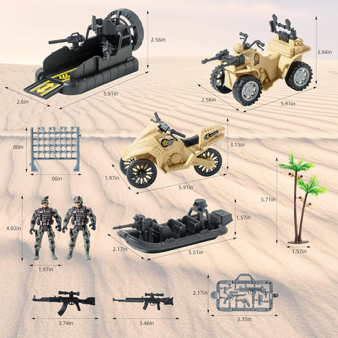 Army Men Action Figures with Military Vehicles Toys Playset, Army Toys with Military Boats, Protective Net,Small Pistol, Soldier Toys for Kids Boy...