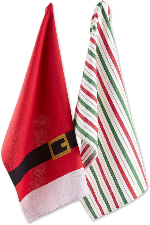 DII Holiday Dish Towels Christmas Kitchen Décor, 18x28, Santa Belt, 2 Piece...