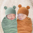 2 Sets Newborn Infant Swaddle Hat Infant Bear Ear Beanie Baby Receiving Blankets Newborn Swaddle Wrap Hospital Receiving Blankets for 0-6 Mouths U...