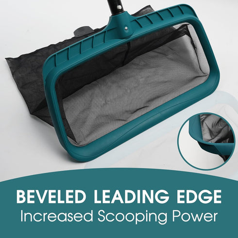 Poolvio Professional Swimming Pool Skimmer Net, Heavy Duty Pool Leaf Rake with Ultra Deep Fine Mesh Net Bag, Fast Cleaning Tool for Inground & abo...