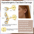 2 Pairs 925 Sterling Silver Flat Back Earrings for Women Dainty Gold CZ Flatback Cartilage Earring Small Helix Tragus Multiple Piercing Jewelry...