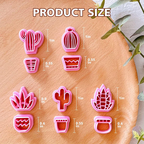 KEOKER Clay Cutters for Polymer Clay Jewelry, Cactus Polymer Clay Cutters for Earrings jewelry Making, 10 Shapes Potted Plant Clay Earrings Cutter...