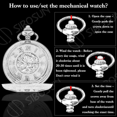 SIBOSUN Mechanical Pocket Watch for Men Pocket Watch with Chain Steampunk Skeleton Antique Men Women Pocket Watches...
