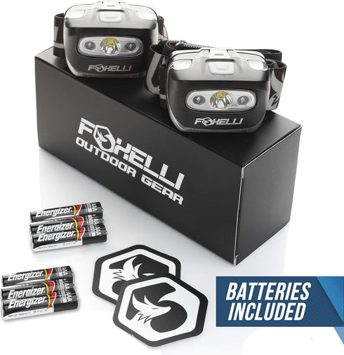 Foxelli LED Headlamp Flashlight for Adults & Kids, Running, Camping, Hiking Head Lamp with White & Red Light, Lightweight Waterproof Headlight wit...