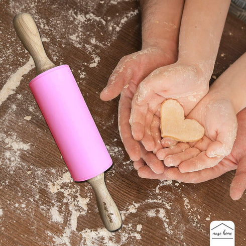 Mini Silicone Rolling Pin for Kids Baking – | Ideal for Toddlers, Playdough, Clay, Cookies & Pastry - 9" Small Size (Pink)...