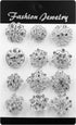 Brooches and Pins for Women, Lot 24pc Silver Color Clear Rhinestone Crystal Flower Brooch Pin DIY Wedding Bouquet Broaches Set...