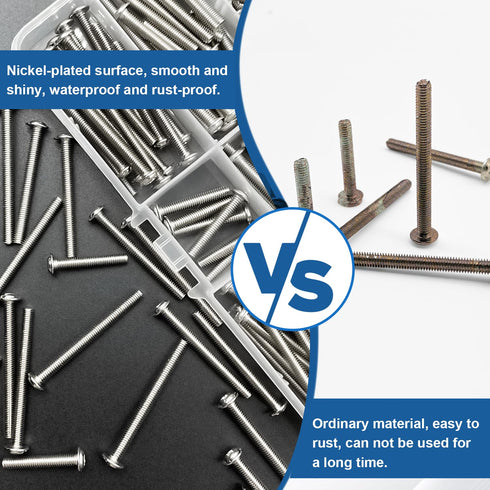 120PCS Assortment?Cabinet Pull and Knob Screws, M4×25/30/35/40/45/50mm, Machine Screws with Pan Washer Head, Metal Phillips Screws Kit for Drawer,...