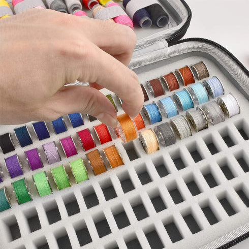 Bobbin Holder Case Thread Organizer, Spool Storage Container Holds Up to 84pcs Bobbins and 24pcs Sewing Thread Spools Compatible with Brother for ...