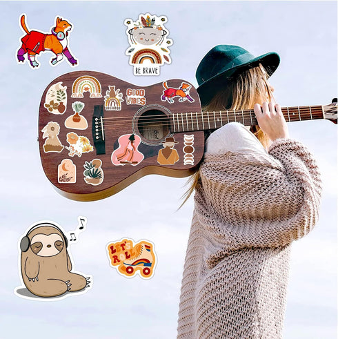 300 PCS Aesthetic Boho Stickers, Cute Vinyl Waterproof Stickers for Water Bottles Laptop Phone Journaling Scrapbook Junk Journal, Scrapbooking Sup...