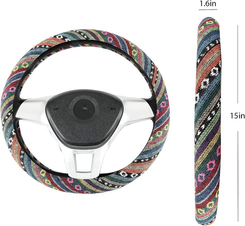 OceeK Car Steering Wheel Cover 15 inch Steering Wheel Cover for Car Cloth Steering Wheel Covers for Women Steering Wheel Cover 15 inch Universal B...