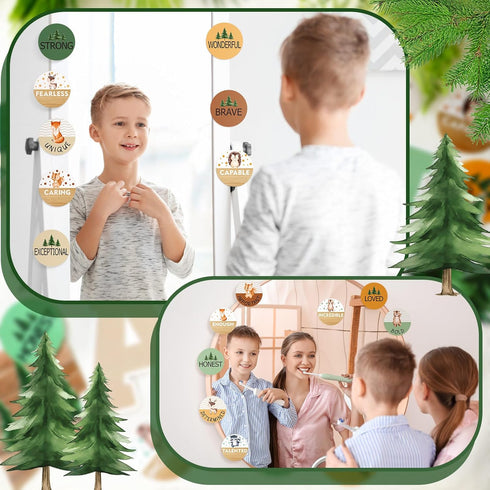 27 Pcs Classroom Affirmation Station Bulletin Board Set Positive Bulletin Board Decorations Woodland Tree Animal Motivational Posters for Classroo...