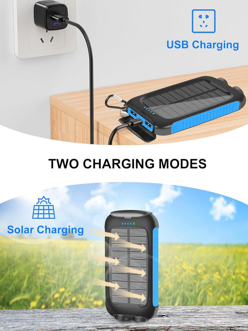 ??????4 ?????????????? Solar Power Bank -38800mAh Waterproof Portable Solar Phone Charger with LED Flashlight/Fast Charge USB C External Backup Ba...