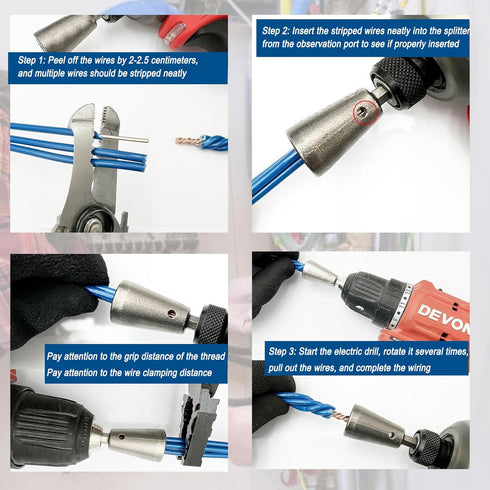 Wire Twister Tool for Drill, 2 PCS Wire Stripper Tool Wire Twister Tool, Electric Wire Twister Tool for Drill, 6mm Hex Shank Cable Quick Stripping...