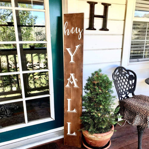 Large Hey Yall Stencil Vertical - 5 Pack Hey Yall Sign Stencils Templates for Painting on Wood, Reusable Letter Stencils for Front Door Porch Wood...