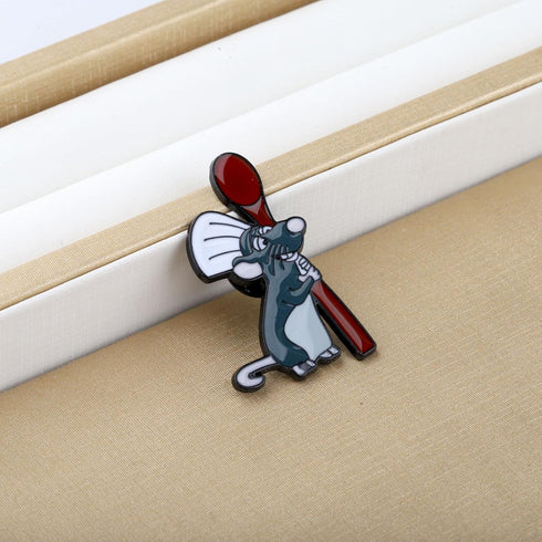 KEYCHIN Funny Rat Remy Brooch Remy Chef Fans Gifts Little Chef Mouse Enamel Pin Remy Rat Jewelry...