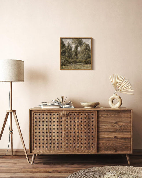 InSimSea Square Framed Canvas Wall Art, Farmhouse Poplars Natural Landscape Wall Art Prints, Classical Oil Painting Home Decor for Bedroom Living ...