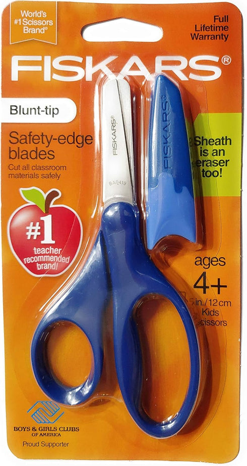 Fiskars Scissors Blunt-tip Safety-Edge Blades w/ Sheath (Navy Blue)...