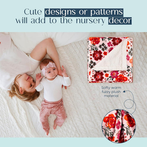 Baby Gear Soft Baby Blanket for Girl Newborn Plush Blanket for Baby 30x30 Flower Print Baby Throw Blanket...