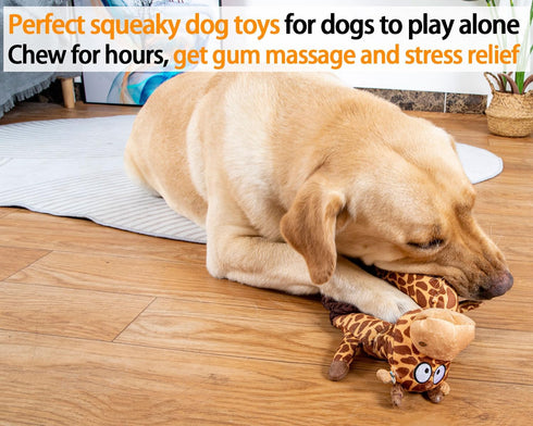 Squeaky Dog Toys for Boredom, No Stuffing Toys with Crinkle Paper, Soft Dog Chew Toy Tug-of-war Toy for Chewers, Interactive Elastic Puppy Toys fo...