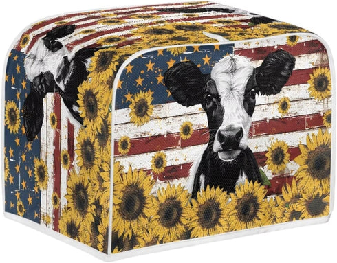 American Flag Toaster Dust Cover, Washable Cow Sunflower Toaster Cover 2 Slice, Decorative Bread Maker Cover Dust Fingerprint Protection, Kitchen ...