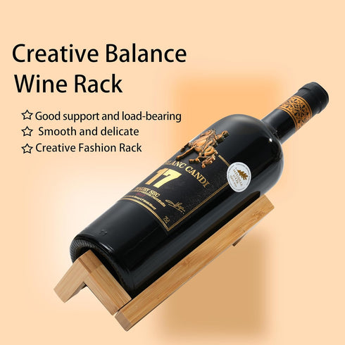 Single Wine Bottle Holder, Personalized Bamboo Wine Bottle Holder Stand Display Table Top Wine Rack Countertop Wine Holders Organizer for Dining T...