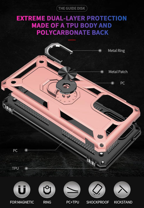 Military Grade Drop Impact for Samsung Galaxy A52 5G Case 360 Metal Rotating Ring Kickstand Holder Armor Heavy Duty Shockproof Case for Galaxy A52...