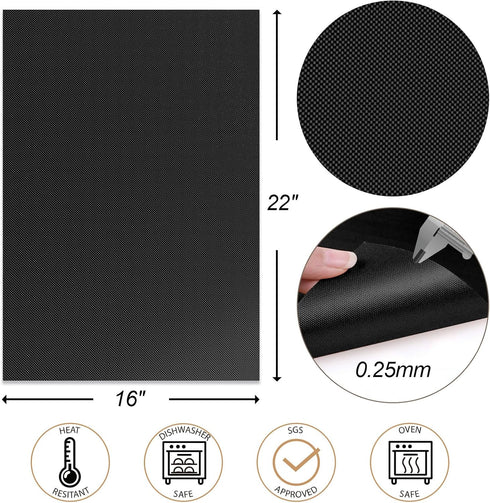 UBeesize 2 Pack 100% Nonstick Grilling Mats for 22 Inch Blackstone Griddle, Resuable Cooking Mats for Grilling, BPA and PFOA Free Heavy Duty BBQ G...