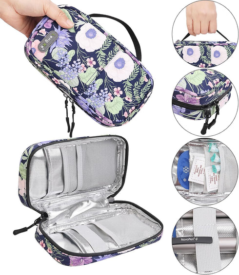 BOMKEE Insulin Cooler Travel Case, Insulin and Syringe Case Insulated Pouch Organizer Insulin Carrying Case Travel Bag with 2 Ice Pack for Insulin...