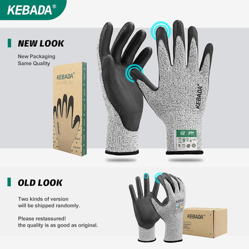 Cut Resistant Gloves, ANSI A2 Cutting Gloves, PU Coated Anti Cut Gloves C2, Touchscreen, Multi-Purpose, 1 Pair, Medium...