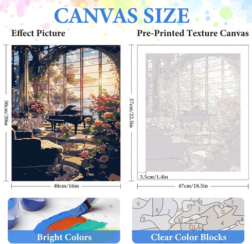 PRASIO Paint by Numbers Kit for Adults Beginner, Flower Landscape Adult Paint by Number Kits, DIY Acrylic Paint by Numbers Kit for Adults Canvas f...