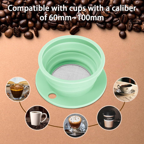 3 Packs Collapsible Travel Pour Over Coffee Maker Camping, Paperless Travel Collapsible Pour Over Coffee Dripper Kit Portable Coffee Filter, Silic...