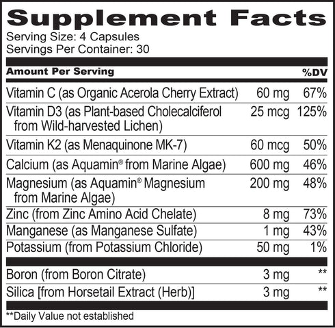 NATURELO Calcium Supplement - Bone Strength with Calcium 600mg, Vitamin D3, K2, C, Magnesium Zinc - Plant-Based, 120 Vegetarian Capsules, Non-GMO,...