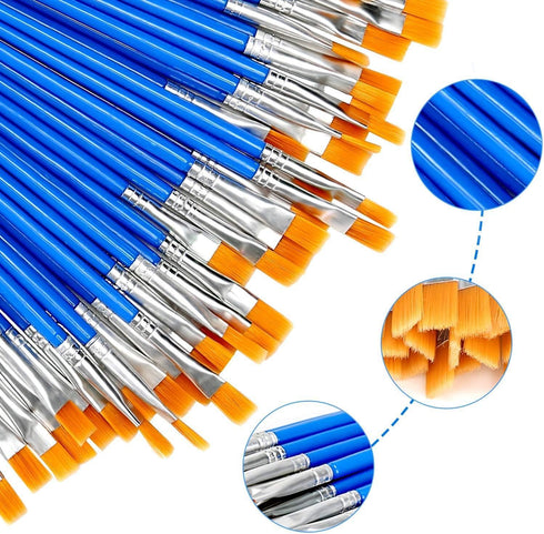30Pcs Small Paint Brushes Bulk Kids Flat Nylon Hair with Wooden Handle Acrylic Oil Watercolor Painting Brushes for Students, Children and Adult...