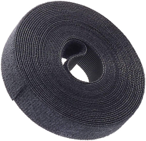 Reusable Fastening Tape Cable Ties 3/4 Inch Double Side Hook Roll (5 Yard, Black Upgraded Version)...