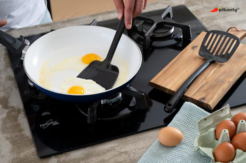 Spatula Turner Set of 2 for Cooking. Great for nonstick cookware. Ideal for Flipping Egg, Pancake and more. Made in USA (Black)...