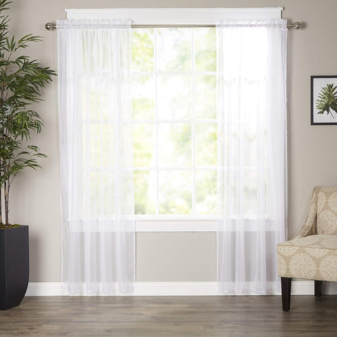 Elegant Comfort Luxury Sheer Curtains, Window Treatment Curtain Panels with Rod Pocket for Kitchen, Bedroom and Living Room (40 x 84-inches Long, ...