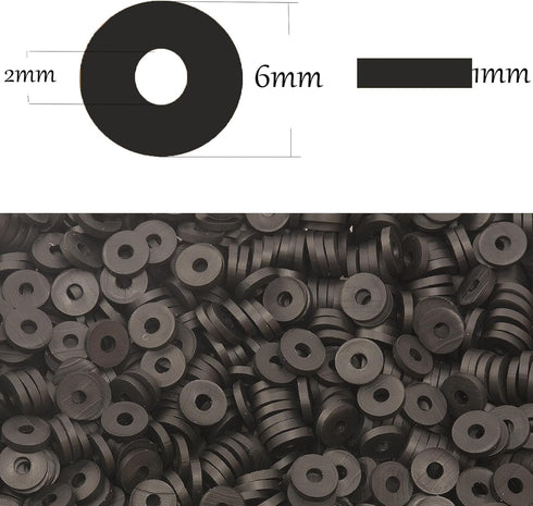 Black Clay Beads(6mm,4300 pcs) Clay Beads for Bracelet Making Kit, Flat Round Polymer Spacer Heishi Beads for Jewelry Necklace (Black)...