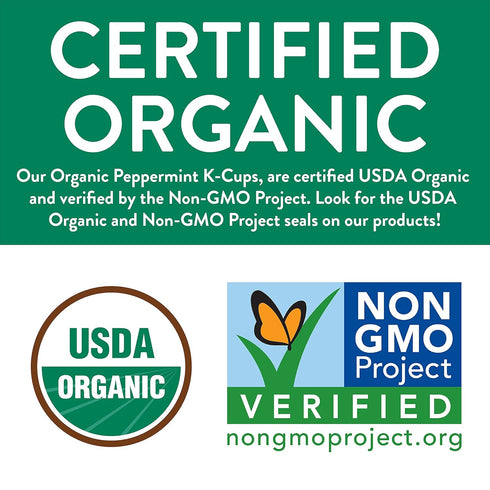 FGO Organic Peppermint Tea K-Cup Pods for Keurig, 24 Count (Pack of 1), Naturally Caffeine-Free Herbal Tea, USDA Organic, Non-GMO, & Recyclable...