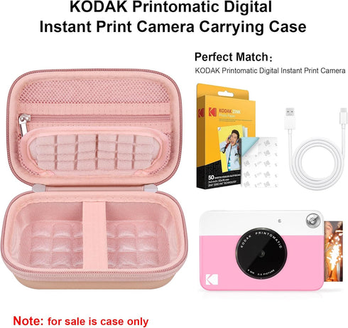 Camera Carrying Case for KODAK Printomatic Digital Instant Print Camera, Portable Bluetooth Photo Printer Storage Holder Bag, Mesh Bag Fits Photo ...
