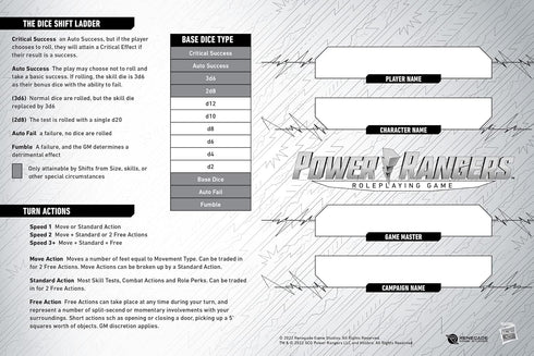 Renegade Game Studios Power Rangers Roleplaying Game Expanded Character Sheet Journal, Customize and Develop Characters...